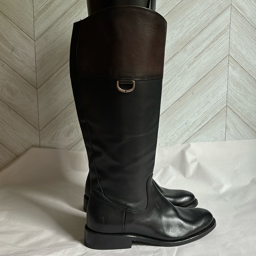 Frye riding boots black brown tall leather 6